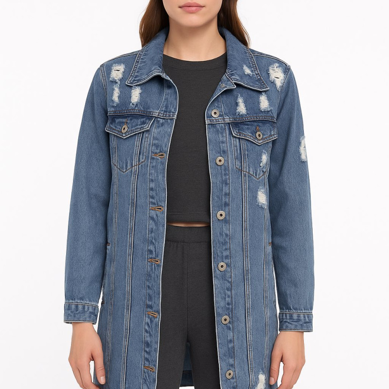 ΤΖΙΝ ΤΖΑΚΕΤ ΓΥΝΑΙΚΕΙΟ ΜΑΚΡΥ ΜΕ ΞΕΦΤΙΑ