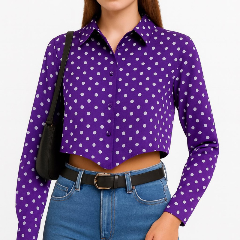 ΠΟΥΚΑΜΙΣΟ ΓΥΝΑΙΚΕΙΟ ΠΟΥΑ CROPPED TOP ΜΕ ΔΕΣΙΜΟ - Joel Fashion