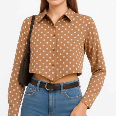 ΠΟΥΚΑΜΙΣΟ ΓΥΝΑΙΚΕΙΟ ΠΟΥΑ CROPPED TOP ΜΕ ΔΕΣΙΜΟ - Joel Fashion