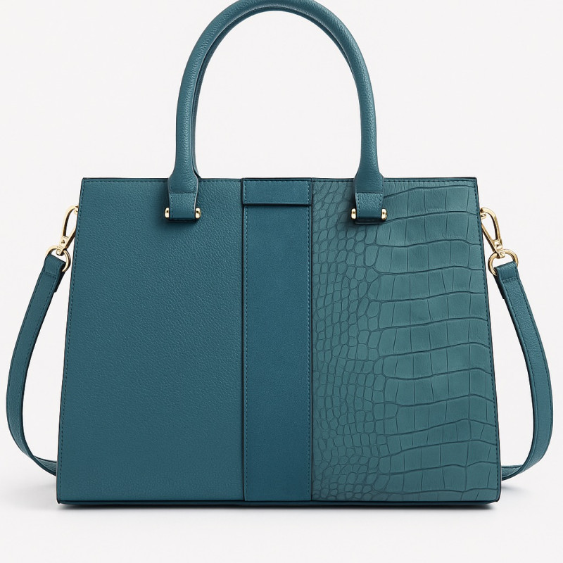 ΣΕΤ ΤΣΑΝΤA & ΤΣΑΝΤΑΚΙ ΜΠΛΕ ΠΕΤΡΟΛ ΜΕ CROCO ΛΕΠΤΟΜΕΡΕΙΑ ΓΥΝΑΙΚΕΙΑ