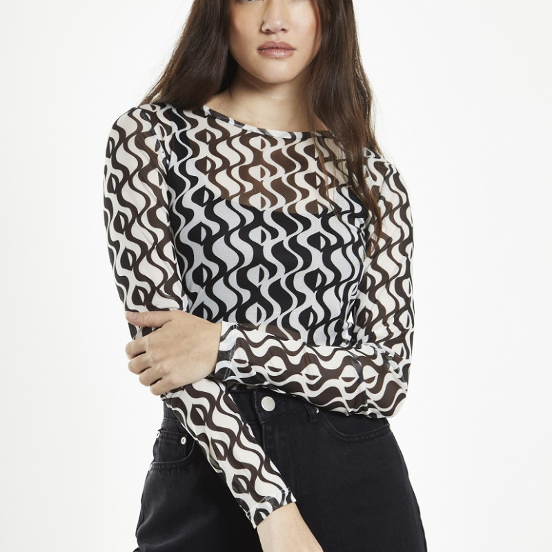 Glamorous Μακρυμάνικη Μπλούζα με Γεωμετρικό Print - Glamorous