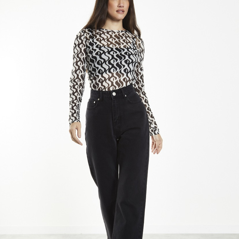 Glamorous Μακρυμάνικη Μπλούζα με Γεωμετρικό Print - Glamorous