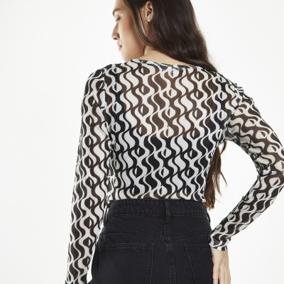 Glamorous Μακρυμάνικη Μπλούζα με Γεωμετρικό Print - Glamorous