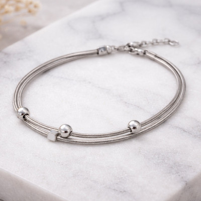 ΑΛΥΣΙΔΑ ΧΕΡΙΟΥ ΜΕΤΑΛΛΙΚΗ ΜΕ ΣΦΑΙΡΙΚΕΣ ΛΕΠΤΟΜΕΡΕΙΕΣ - Joel Fashion