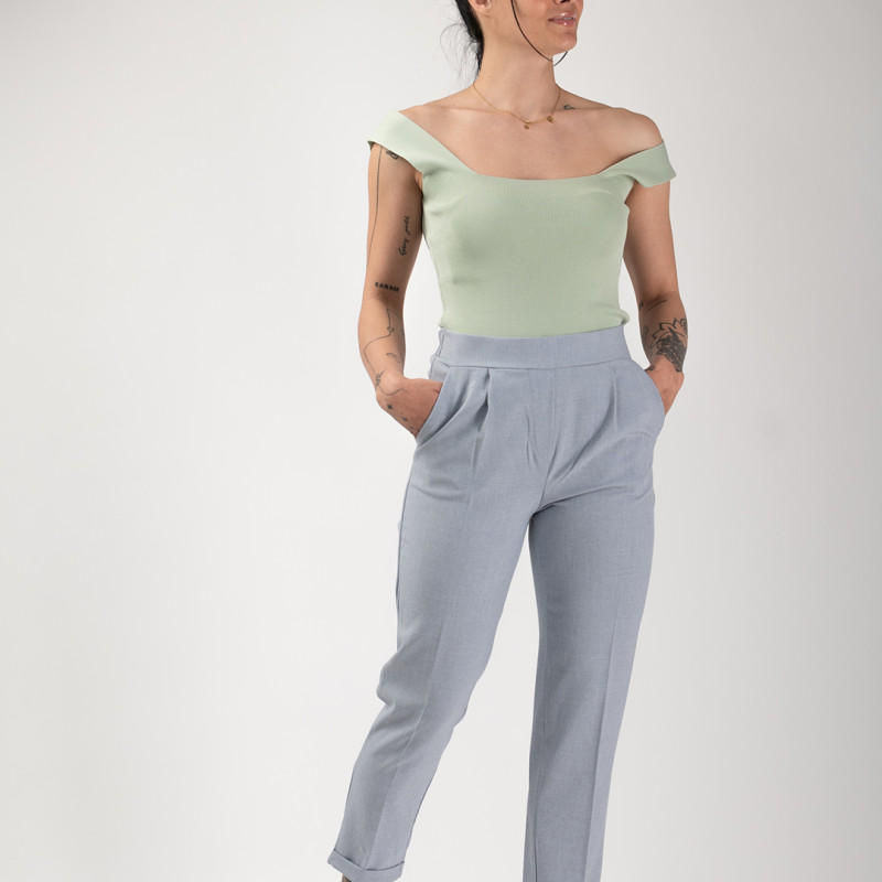 ΠΑΝΤΕΛΟΝΙ ΥΦΑΣΜΑΤΙΝΟ ΨΗΛΟΜΕΣΟ ΣΕ ΙΣΙΑ ΓΡΑΜΜΗ ΜΕ ΠΙΕΤΕΣ