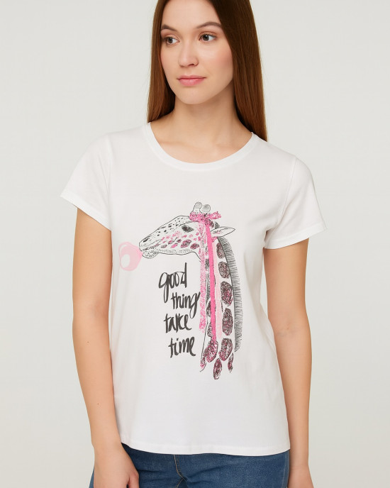 T-SHIRT ΓΥΝΑΙΚΕΙΟ ΜΕ ΣΧΕΔΙΟ ΚΑΜΗΛΟΠΑΡΔΑΛΗ T-SHIRT ΓΥΝΑΙΚΕΙΟ ΜΕ ΣΧΕΔΙΟ ΚΑΜΗΛΟΠΑΡΔΑΛΗ