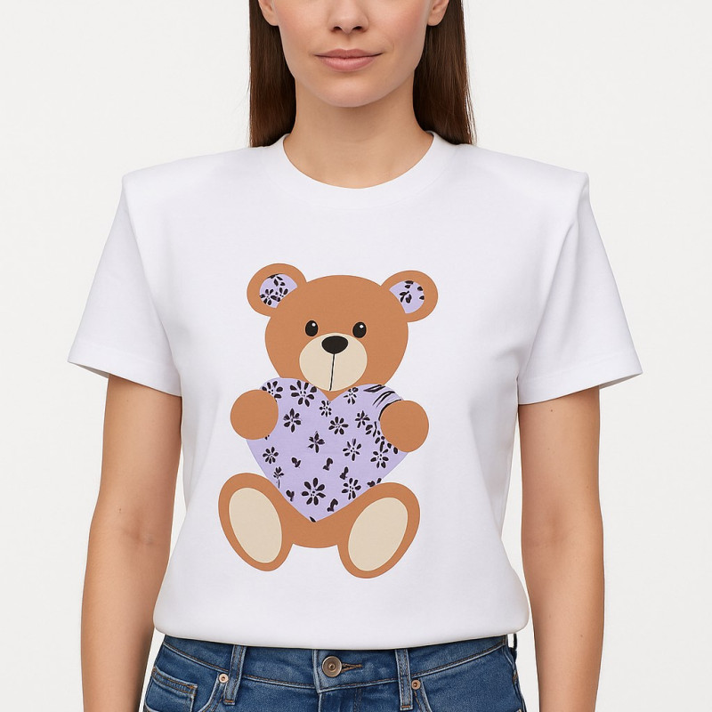 T-SHIRT ΜΕ ΣΧΕΔΙΟ ΑΡΚΟΥΔΑΚΙ & ΒΑΤΕΣ