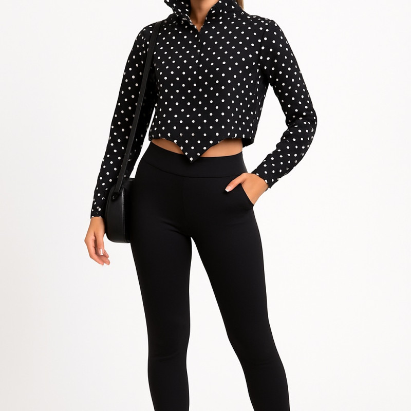 ΠΟΥΚΑΜΙΣΟ ΓΥΝΑΙΚΕΙΟ ΠΟΥΑ CROPPED TOP ΜΕ ΔΕΣΙΜΟ - Joel Fashion