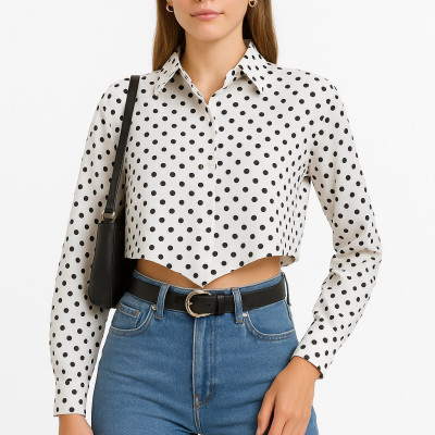 ΠΟΥΚΑΜΙΣΟ ΓΥΝΑΙΚΕΙΟ ΠΟΥΑ CROPPED TOP ΜΕ ΔΕΣΙΜΟ - Joel Fashion