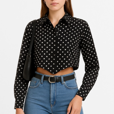 ΠΟΥΚΑΜΙΣΟ ΓΥΝΑΙΚΕΙΟ ΠΟΥΑ CROPPED TOP ΜΕ ΔΕΣΙΜΟ - Joel Fashion