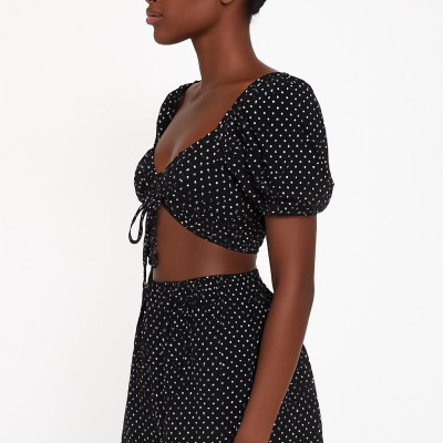 Σετ Μπλούζα & Σορτς Μαύρο με Πουά